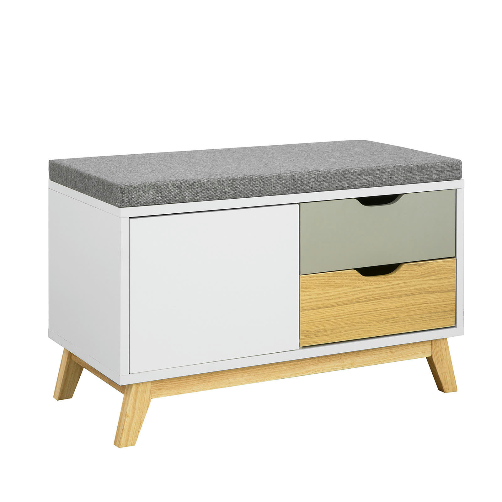 - Banc de rangement avec 2 tiroirs et 1 rorte effet bois