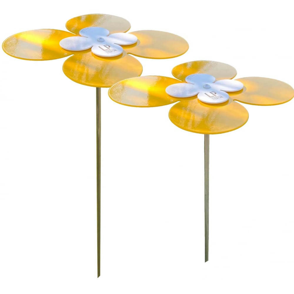 COLLECTION FLEURS & FEUILLES LP DESIGN - Set de 2 fleurs en acier galvanisé 60 et 80 cm double chance jaune