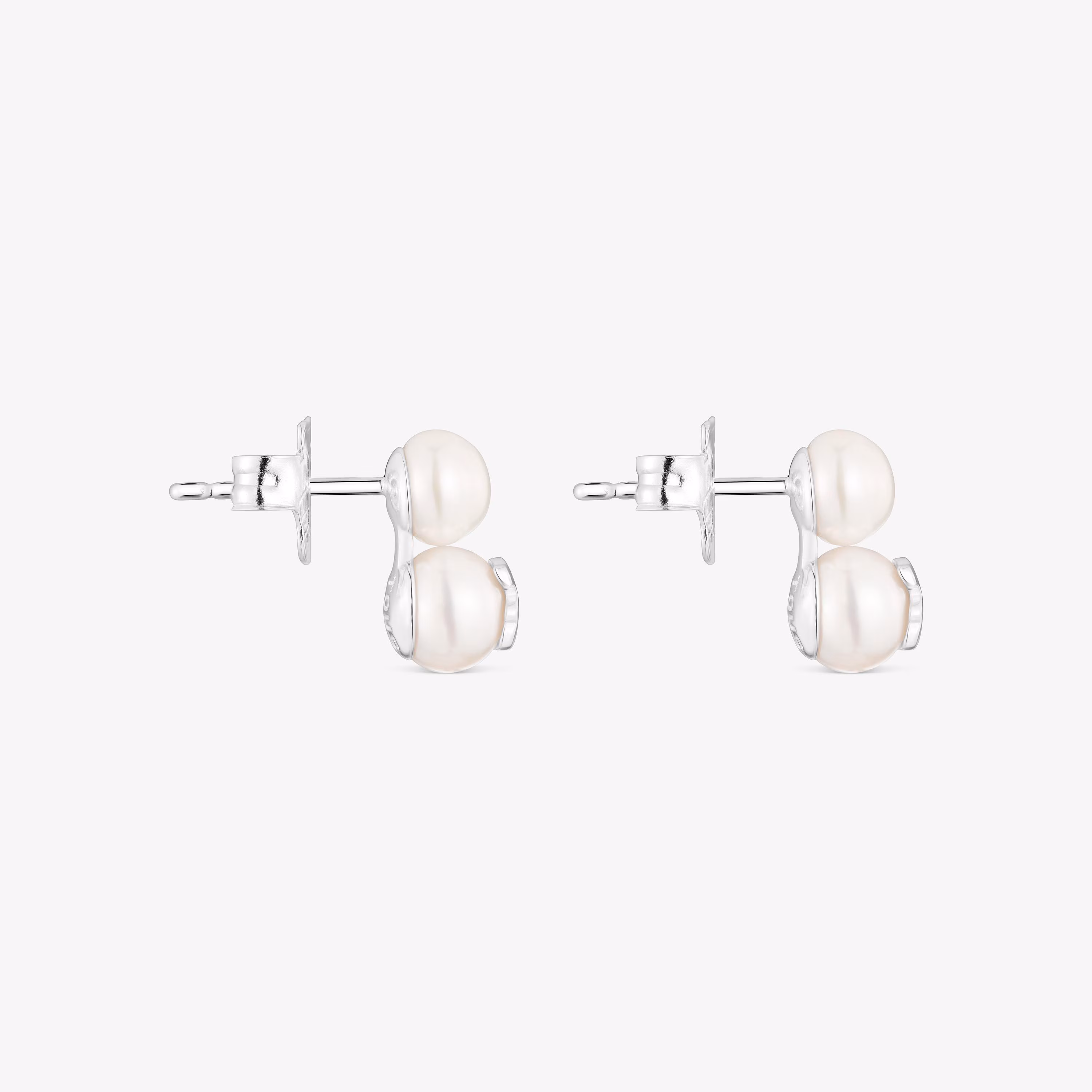 Pendientes doble perla y plata Icon Pearl