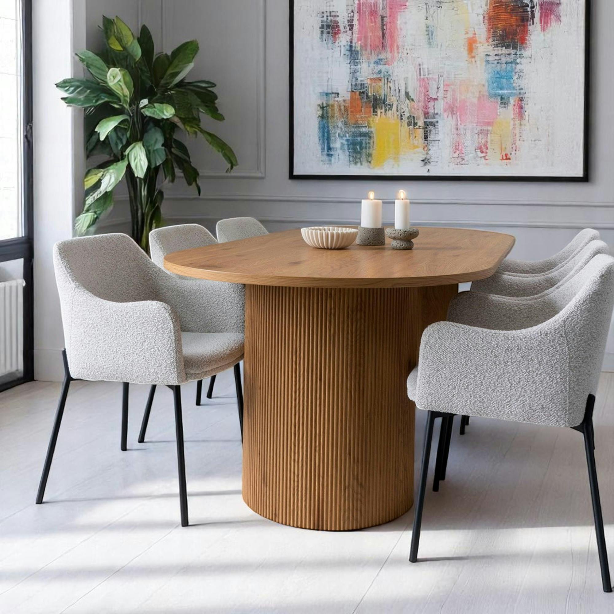 Table à manger ovale effet bois blond 210 cm MATERA