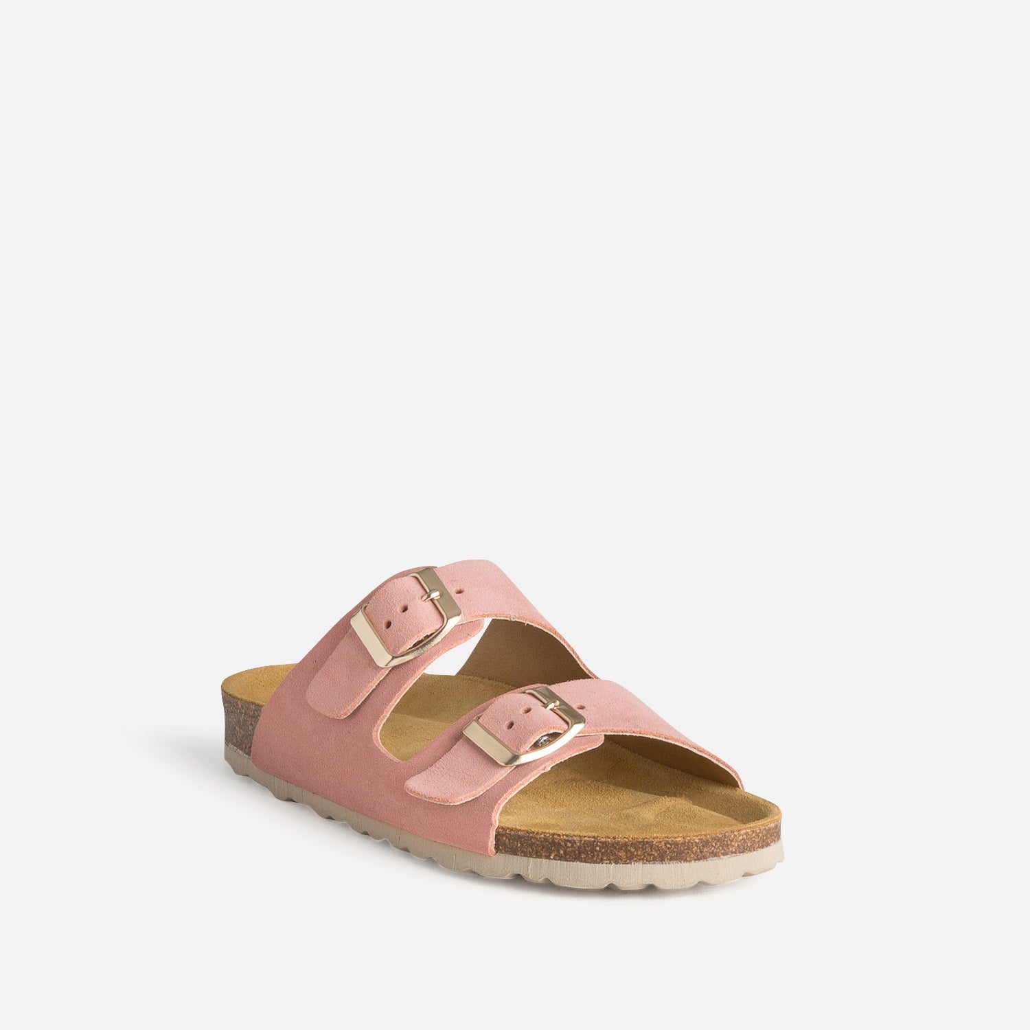Mule anatomique rose cuir velours