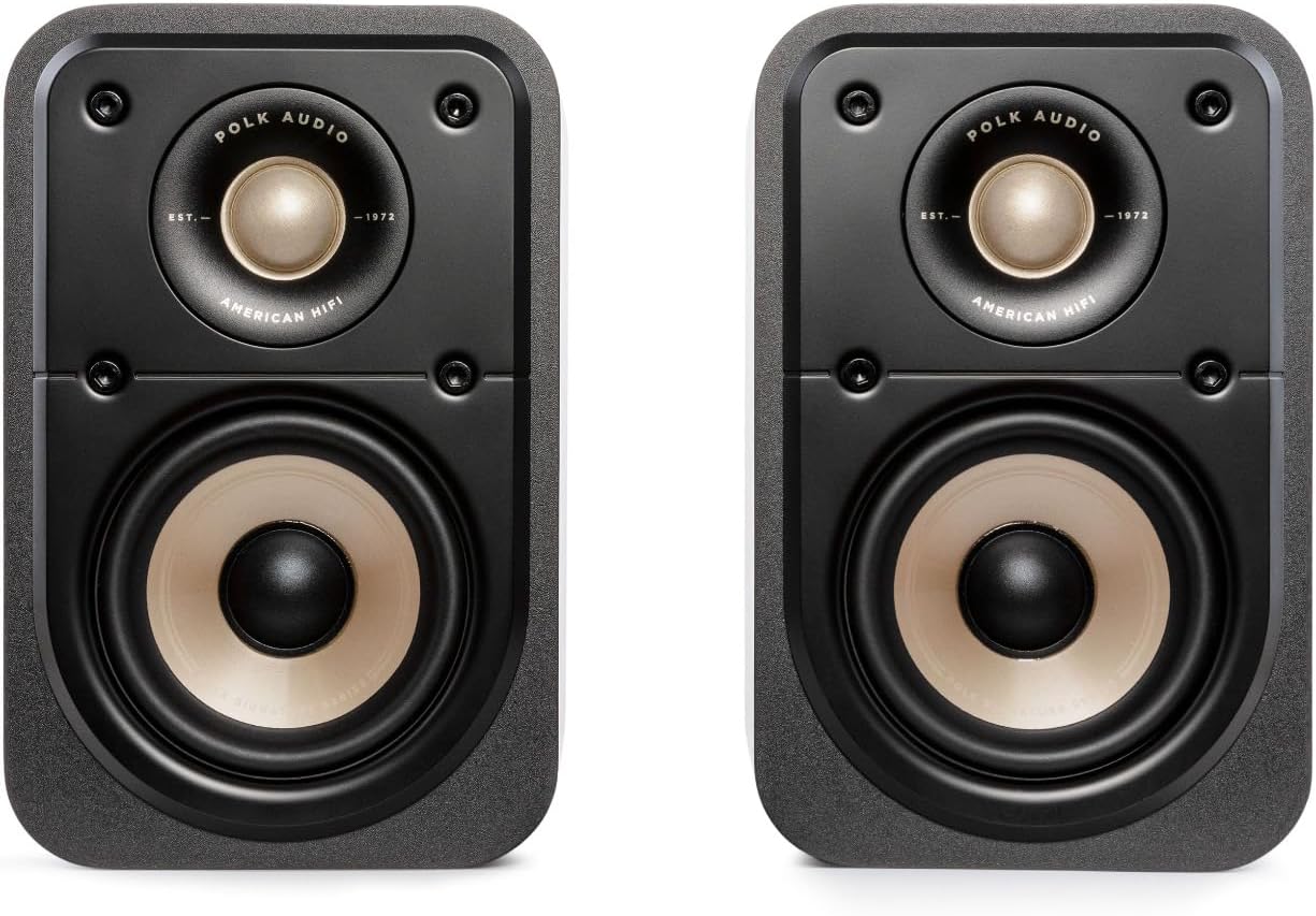 Polk Signature Elite ES10 Surround Sound Speakers - Hi-Res Audio Certified  Dolby Atmos & DTS:X Compatible  1 Tweeter & 4 Woofer  Power Port Technology for Bass (Pair  Stunning Black)