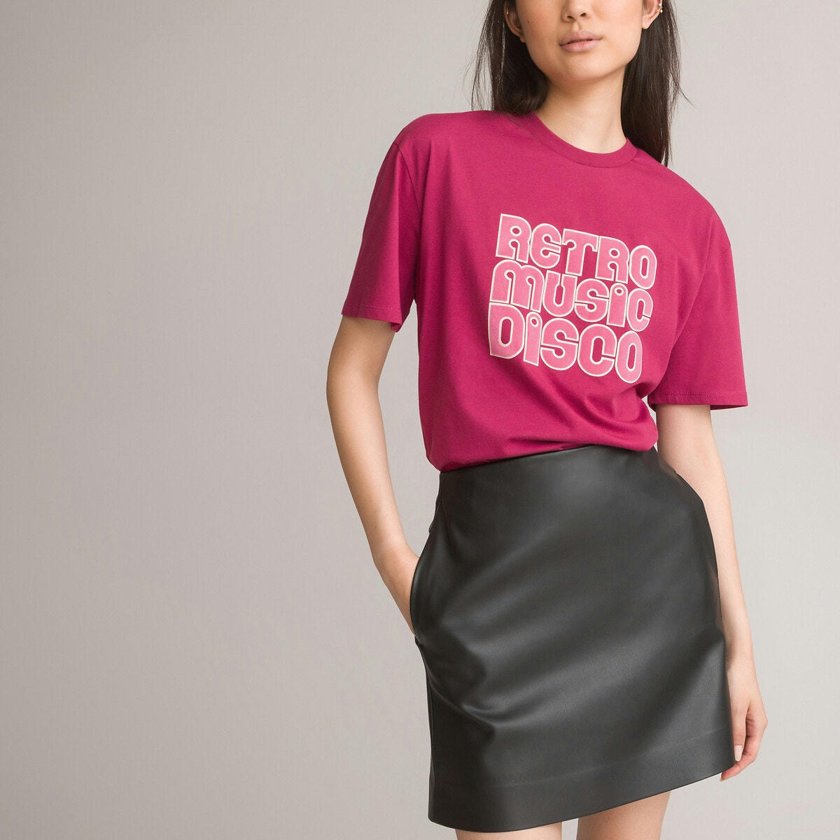 T-shirt col rond, imprimé devant
