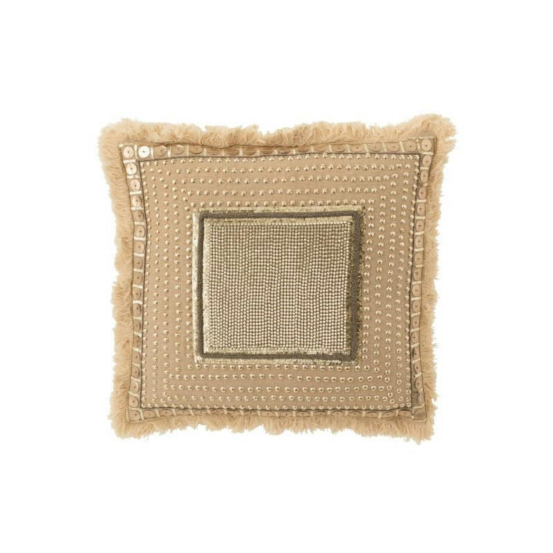 IBIZA - Coussin coton beige/blanc 45x45