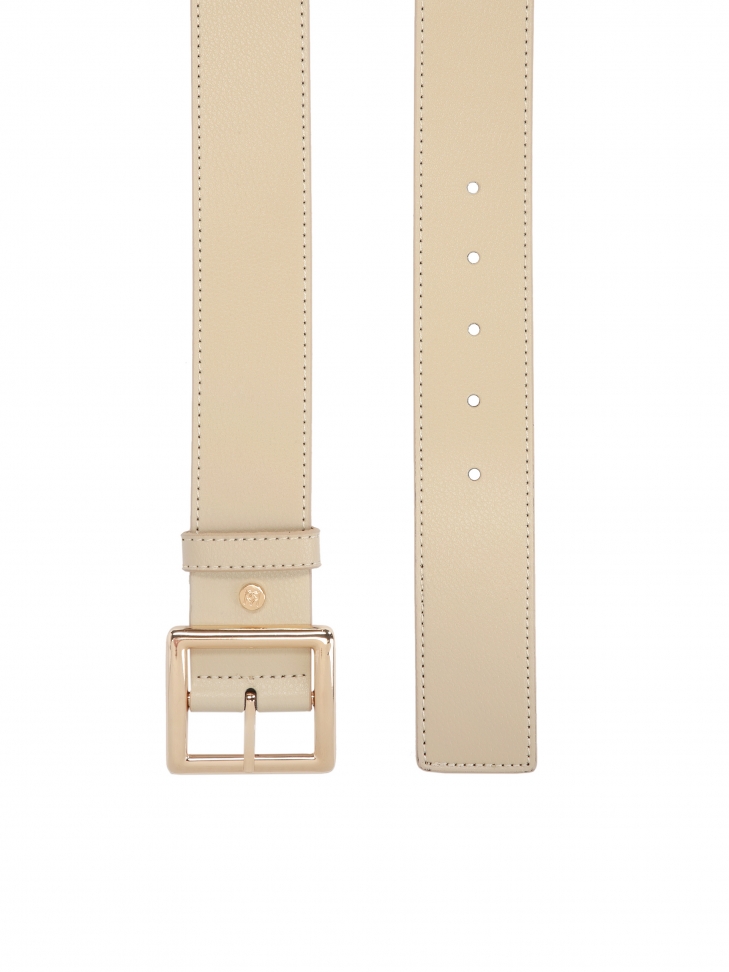 Ladies' leather belt with a geometric buckle