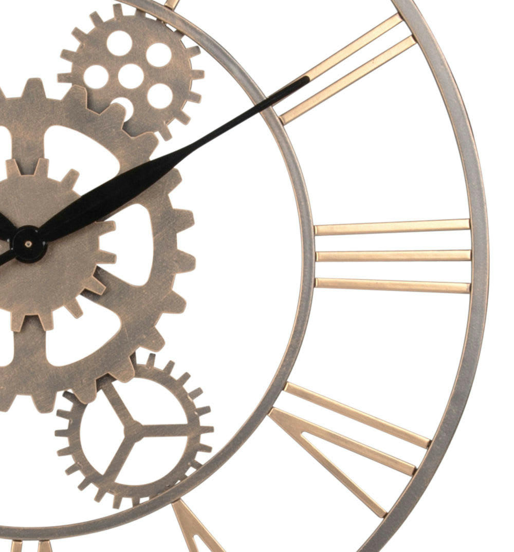 PLANO - Horloge murale à rouages en métal doré D68