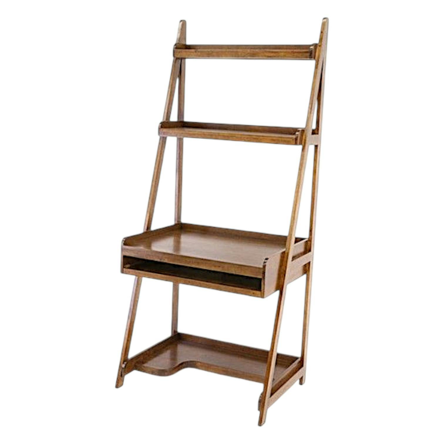 Bureau étagère bois massif hévéa 83xH190cm TRADITION