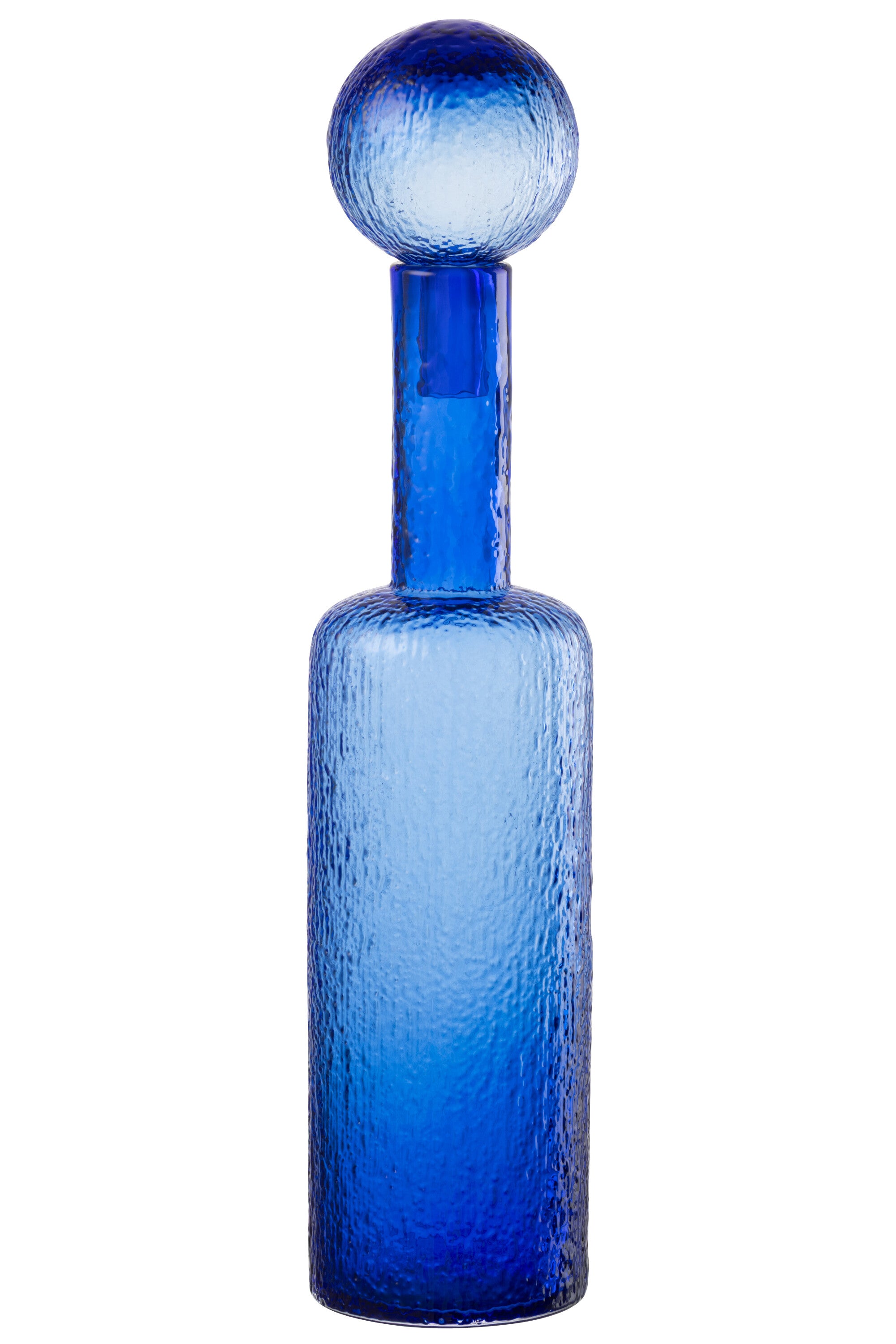 J-Line decoratie Fles Reliëf - glas - transparant/blauw - large