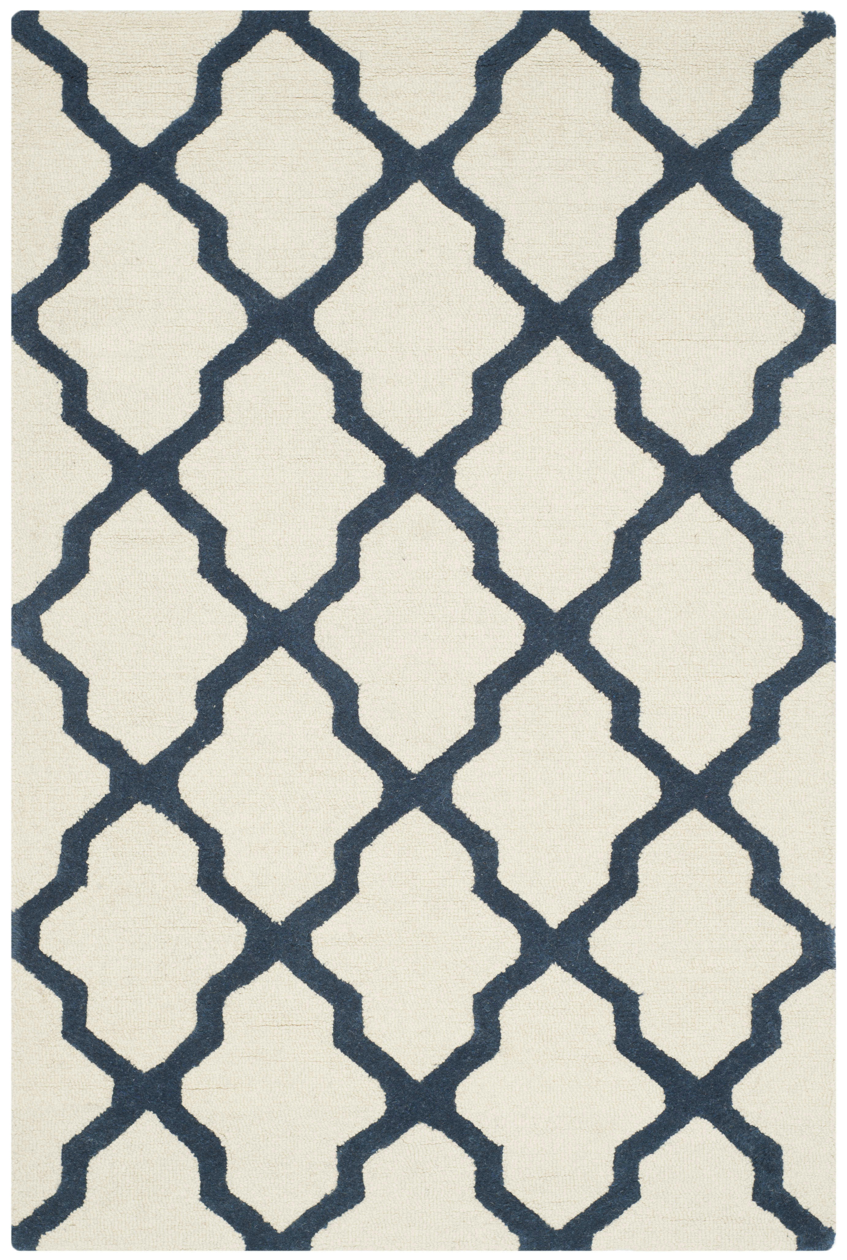 CAMBRIDGE - Tapis de salon interieur en ivoire & marine, 122 x 183 cm