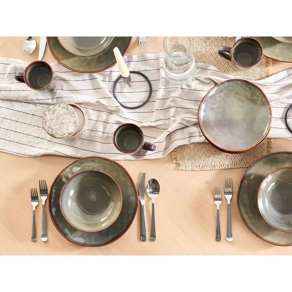 THYME - Serviesset 16 delig - Donkergroen - Steengoed