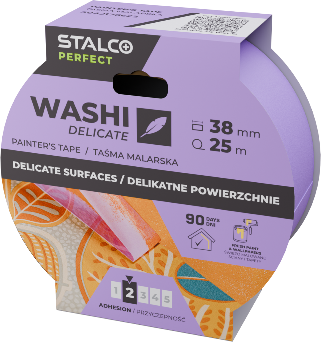 Taśma malarska washi precyzyjna delikatne powierzchnie 25mm x 25m STALCO PERFECT S042176621