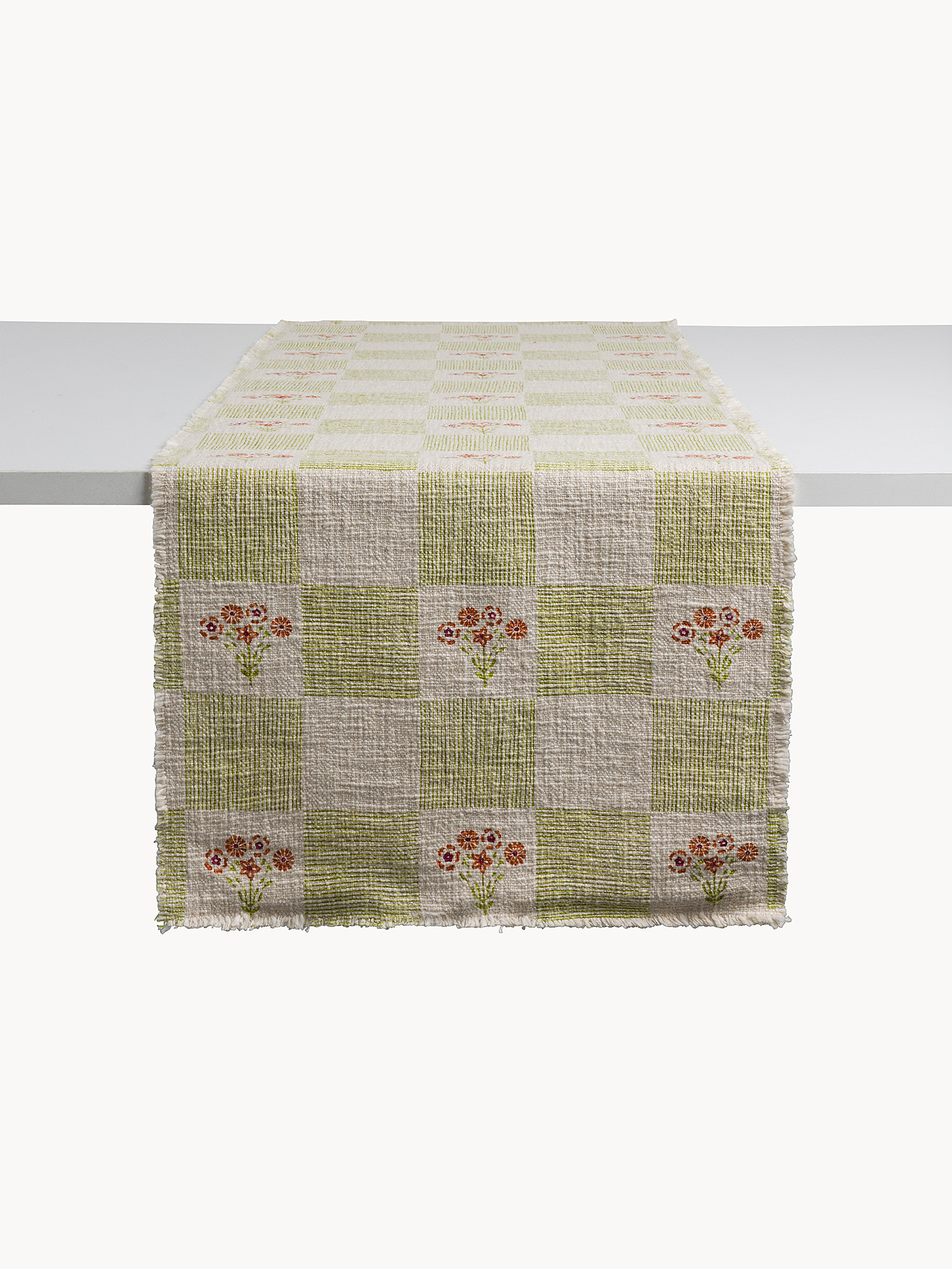 Runner stampa bouquet e frange