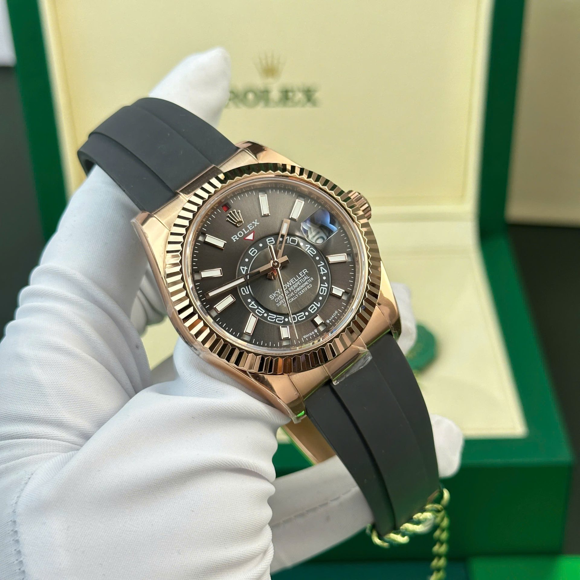 Rolex Sky-Dweller RG Plated Grey Dial 42mm Oysterflex Super Clone
