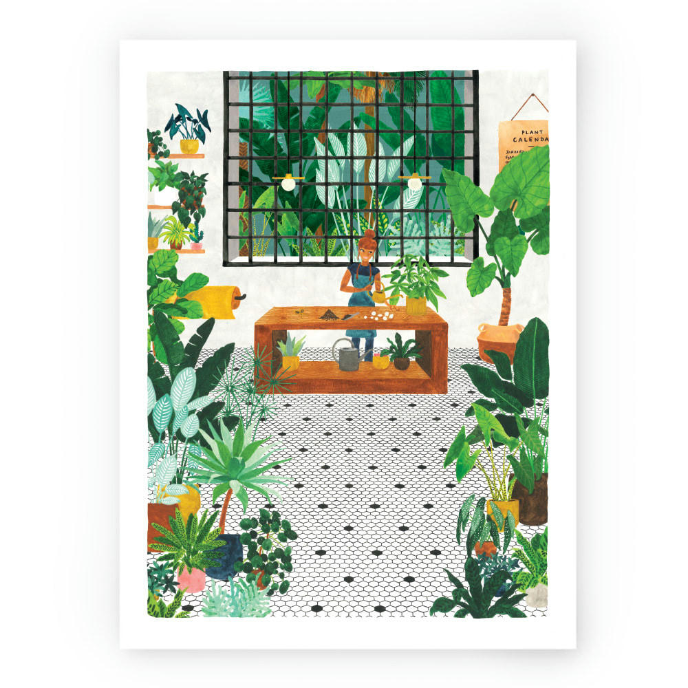 - Affiche illustrée motif Jardinier 30x40 cm