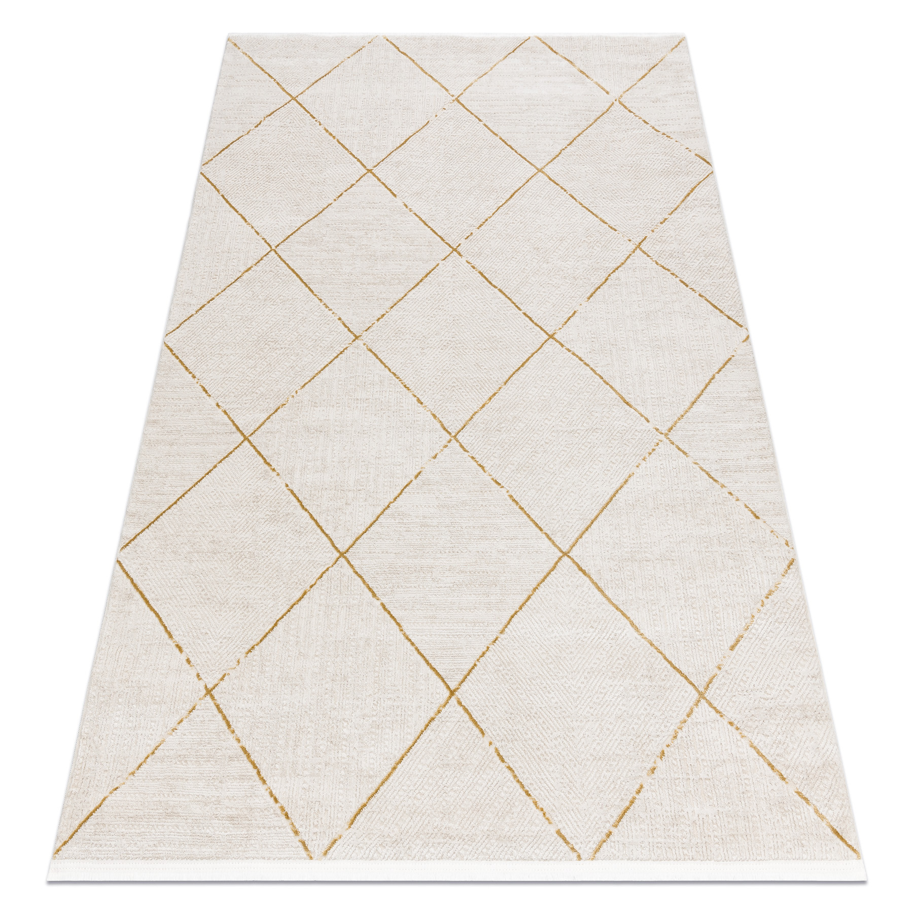 Dywan DUKE 51245 krem / złoty - Kratka, strukturalny, bardzo 80x150 cm
