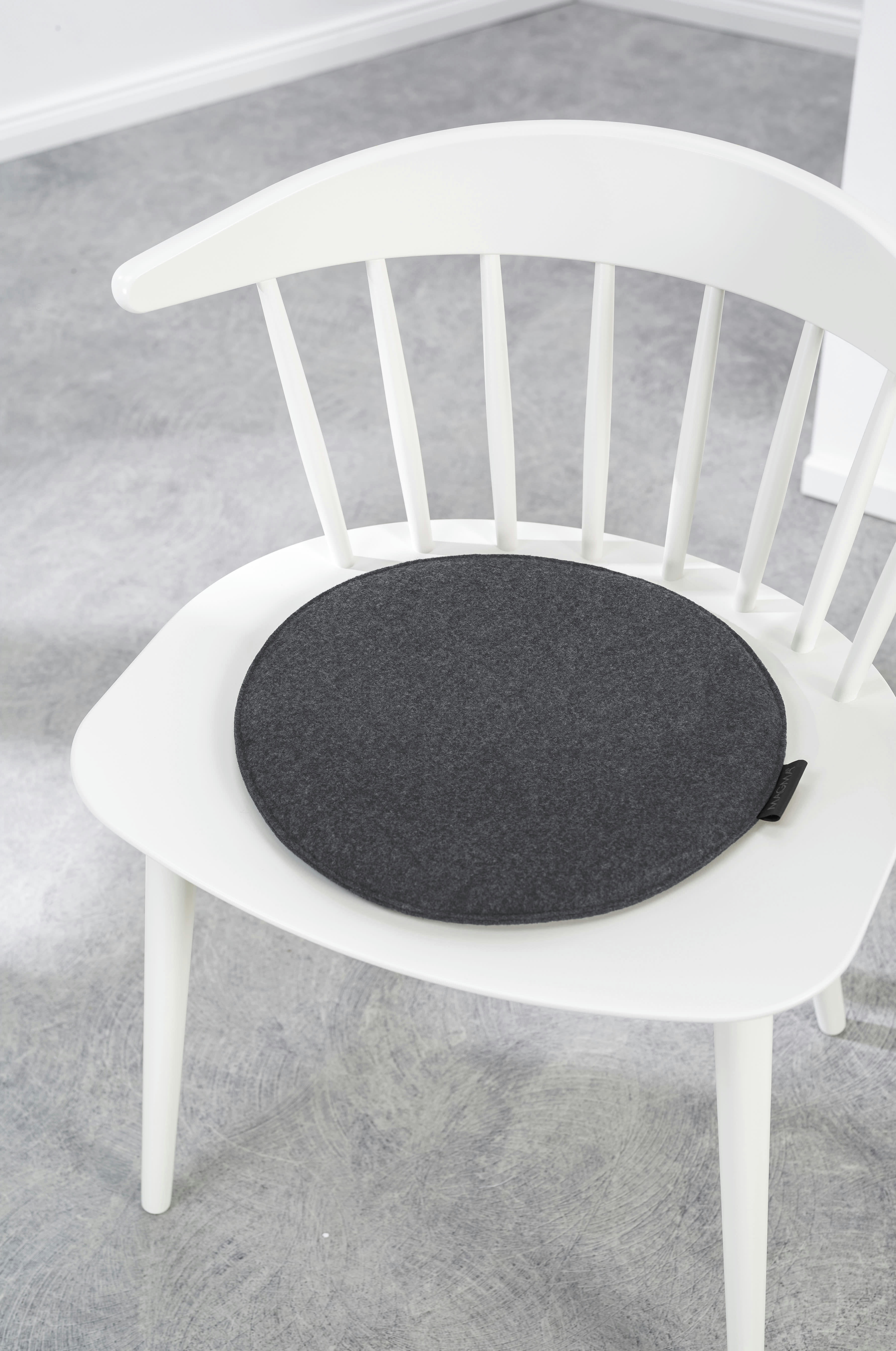 AVARO - Galettes de chaise anthracite chiné imitation feutre- Lot de 4 -Ø 35cm