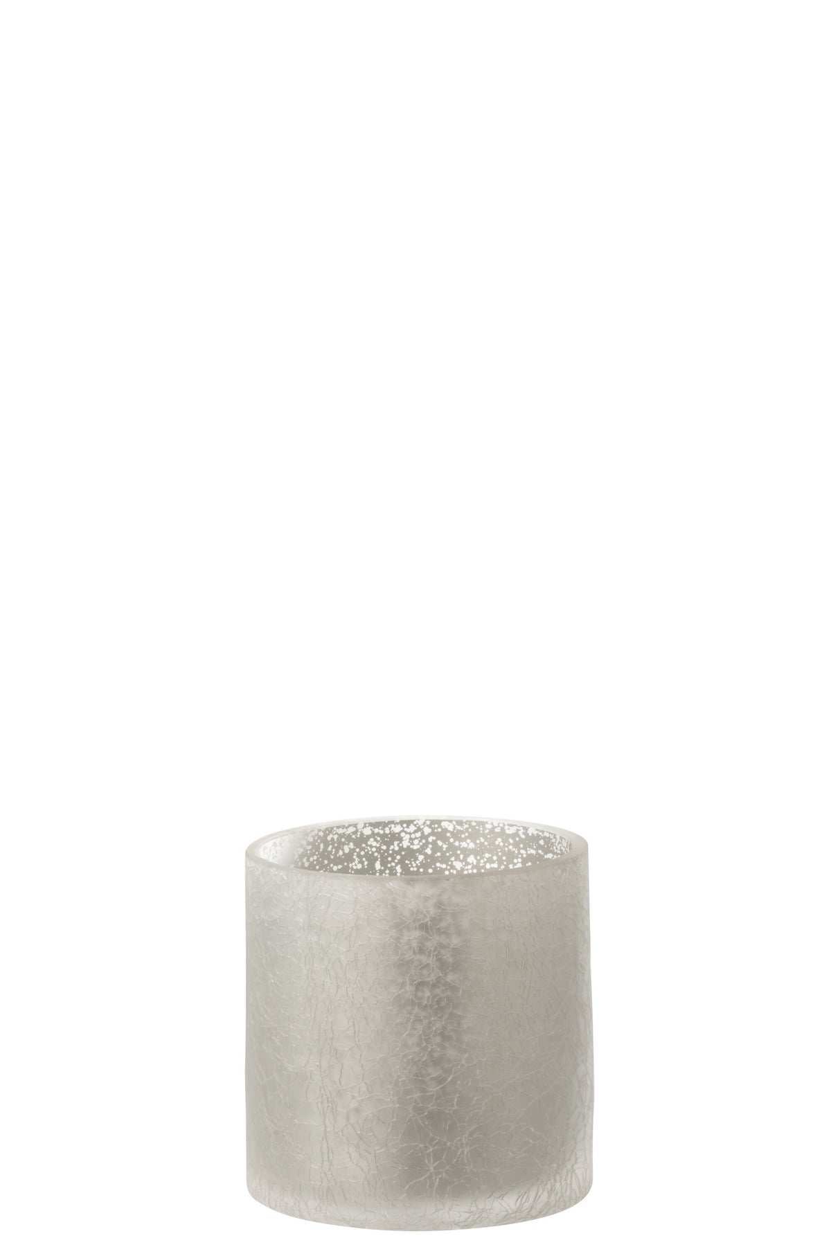 J-Line windlicht Cilinder Craquelé - glas - grijs - small