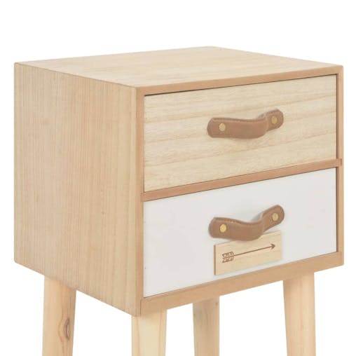 NNEVL Bedside Cabinet with 2 Drawers 30x25x49.5 cm Solid Pinewood