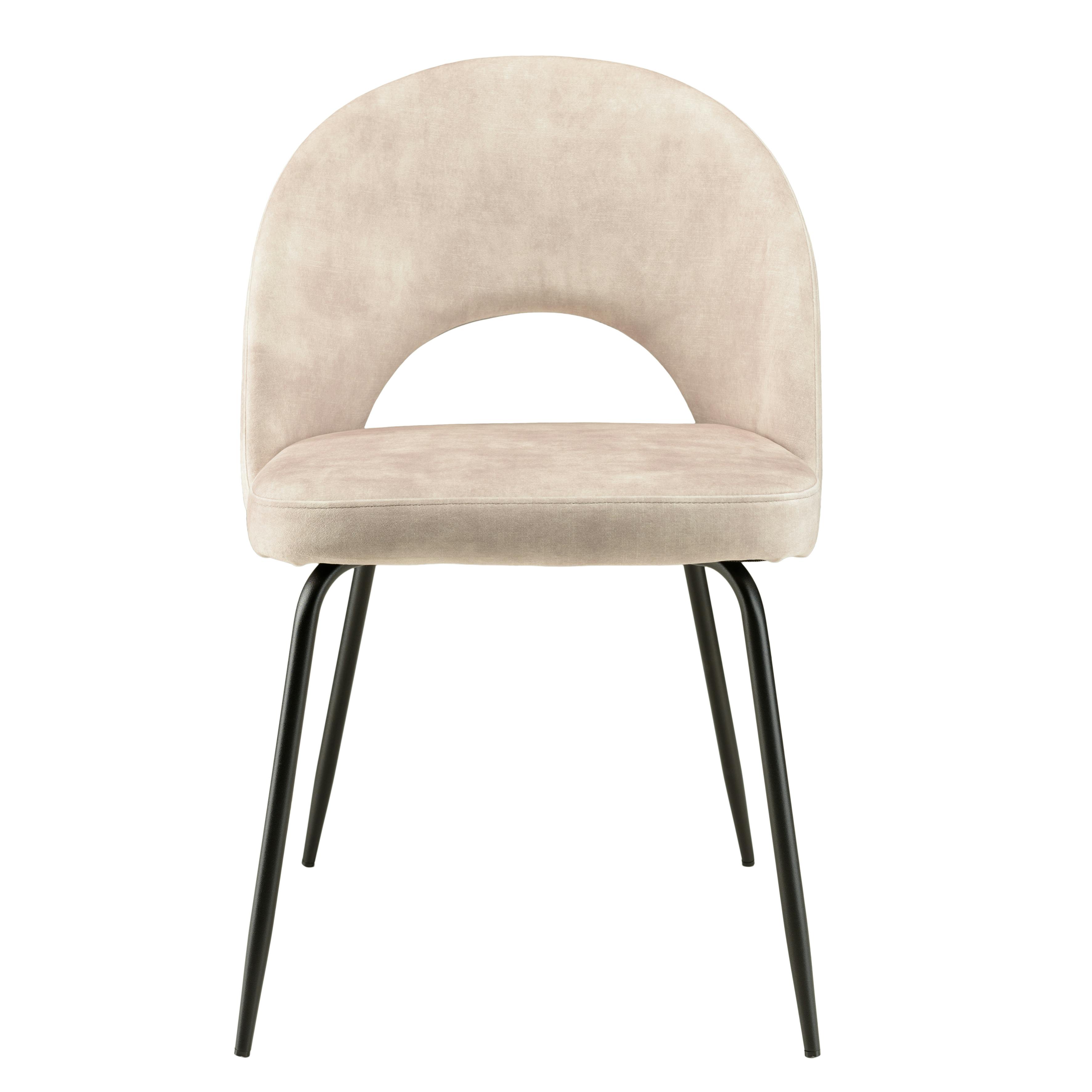 Chaise velours beige dossier demi-lune (lot de 2) TIM