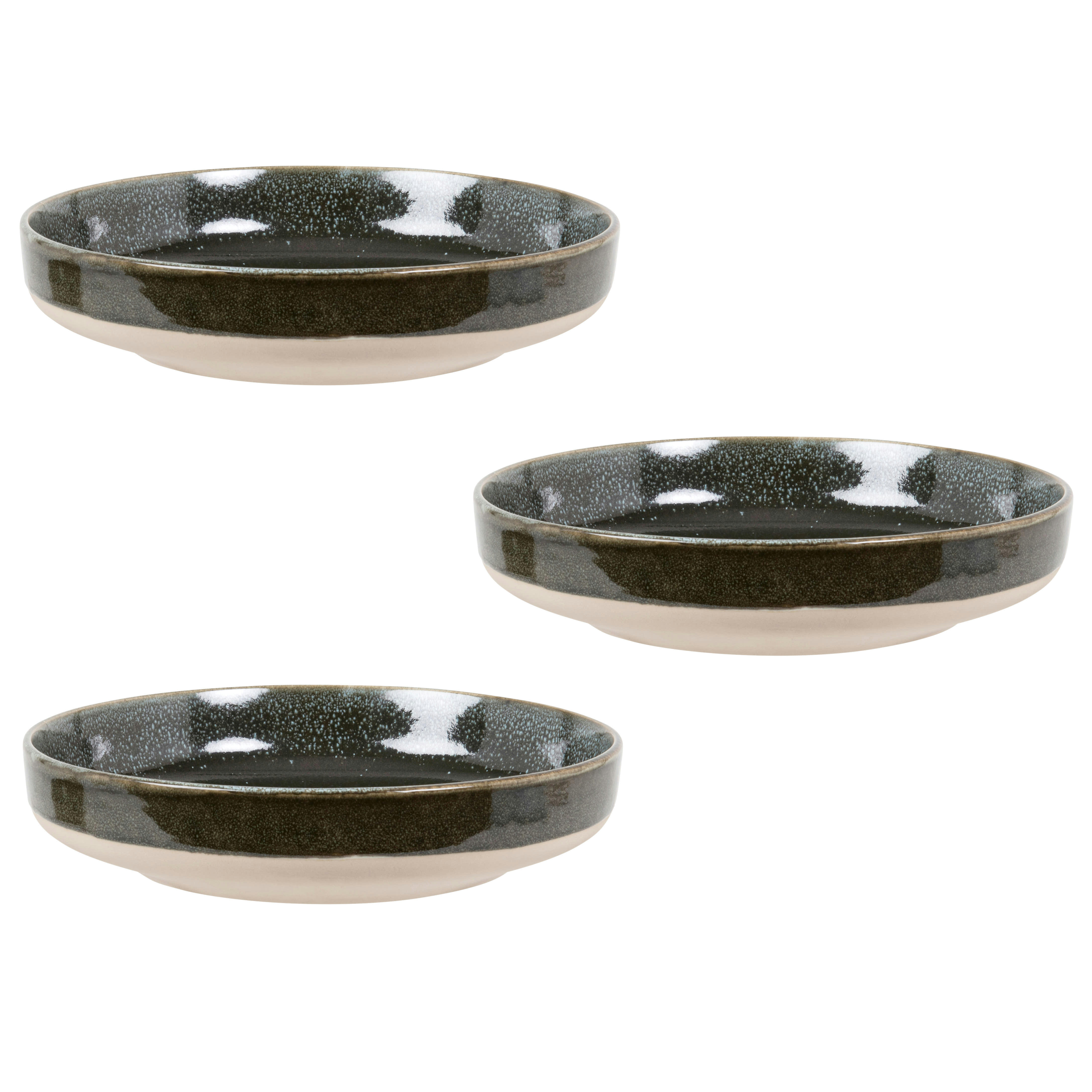 TADAKI - Assiette plate en grès vert et beige