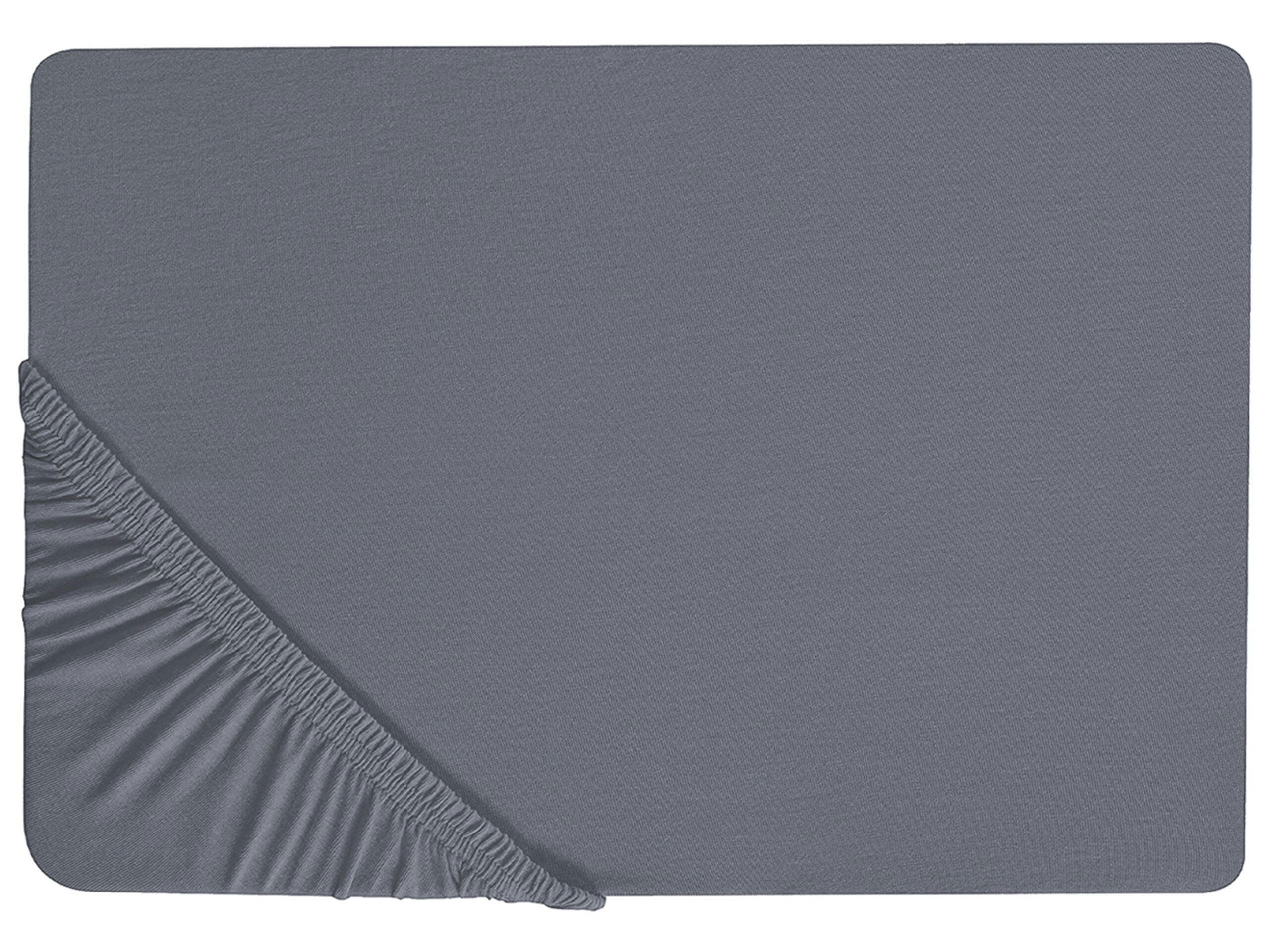 JANBU - Drap-housse en coton 200 x 200 cm gris foncé