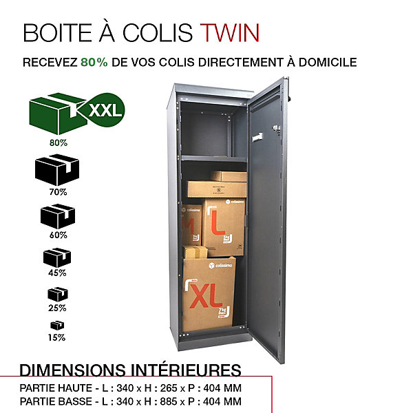 Boite à colis Twin XL Gris anthracite 7016