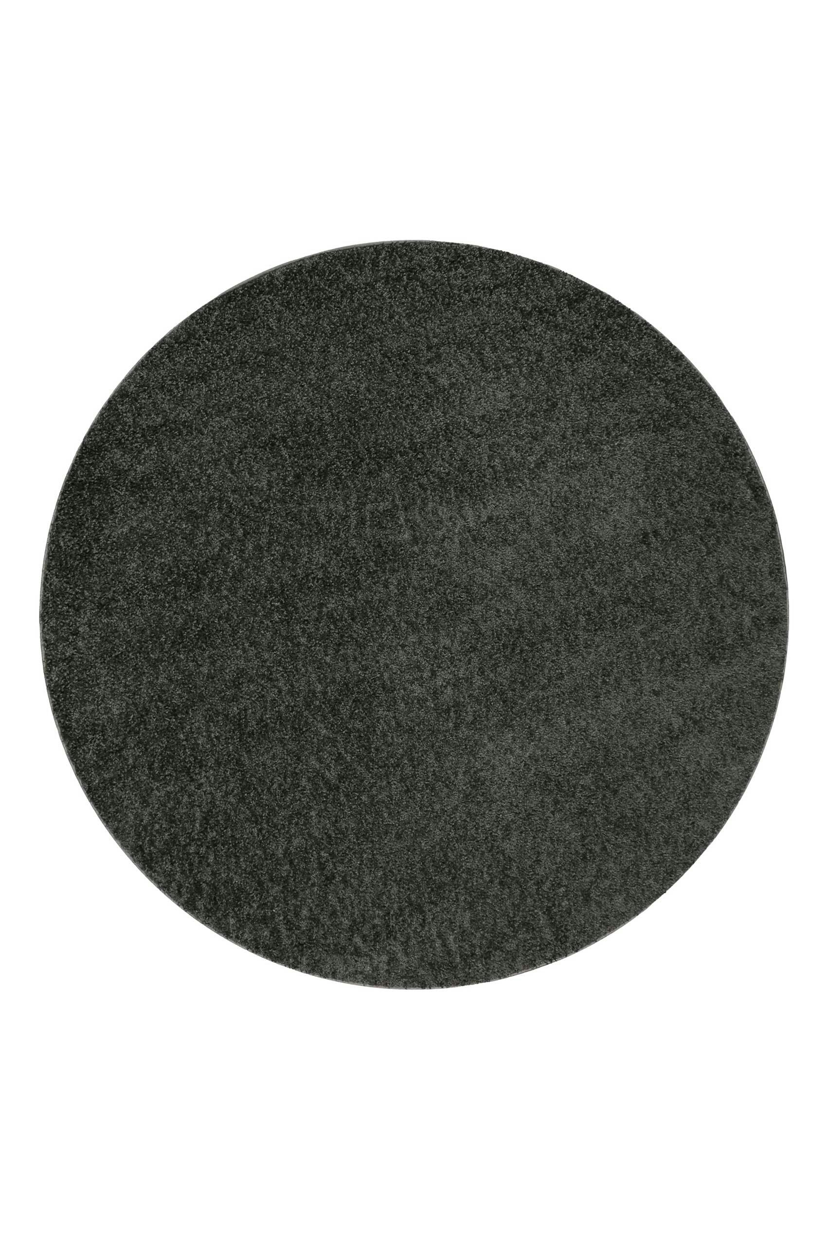 #WHISPER SHAG - Tapis rond poils longs effet bouclette gris anthracite 120 rd.