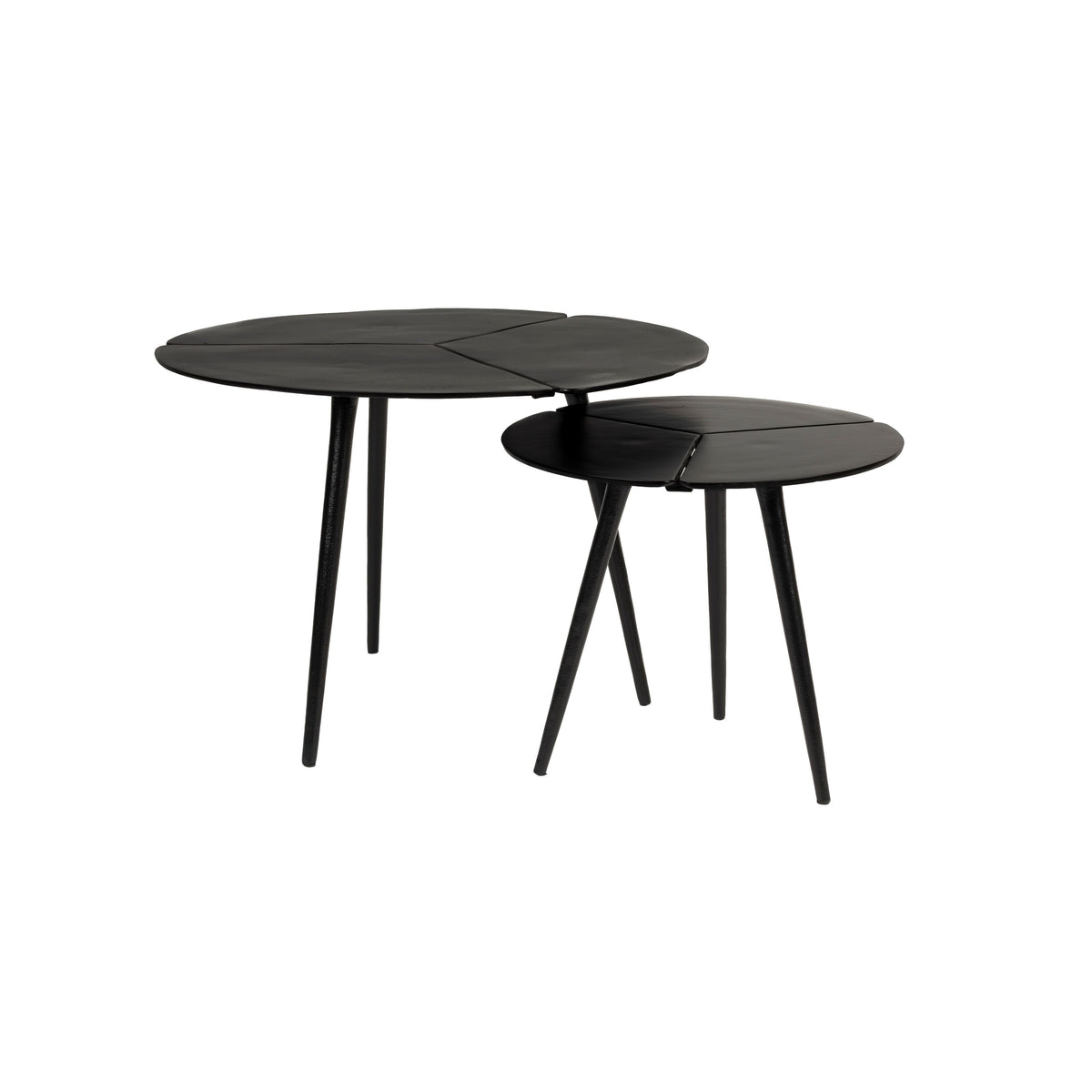 Housecraft Living Kourdeboer Bijzettafel Rond Aluminium Zwart - Set van 2