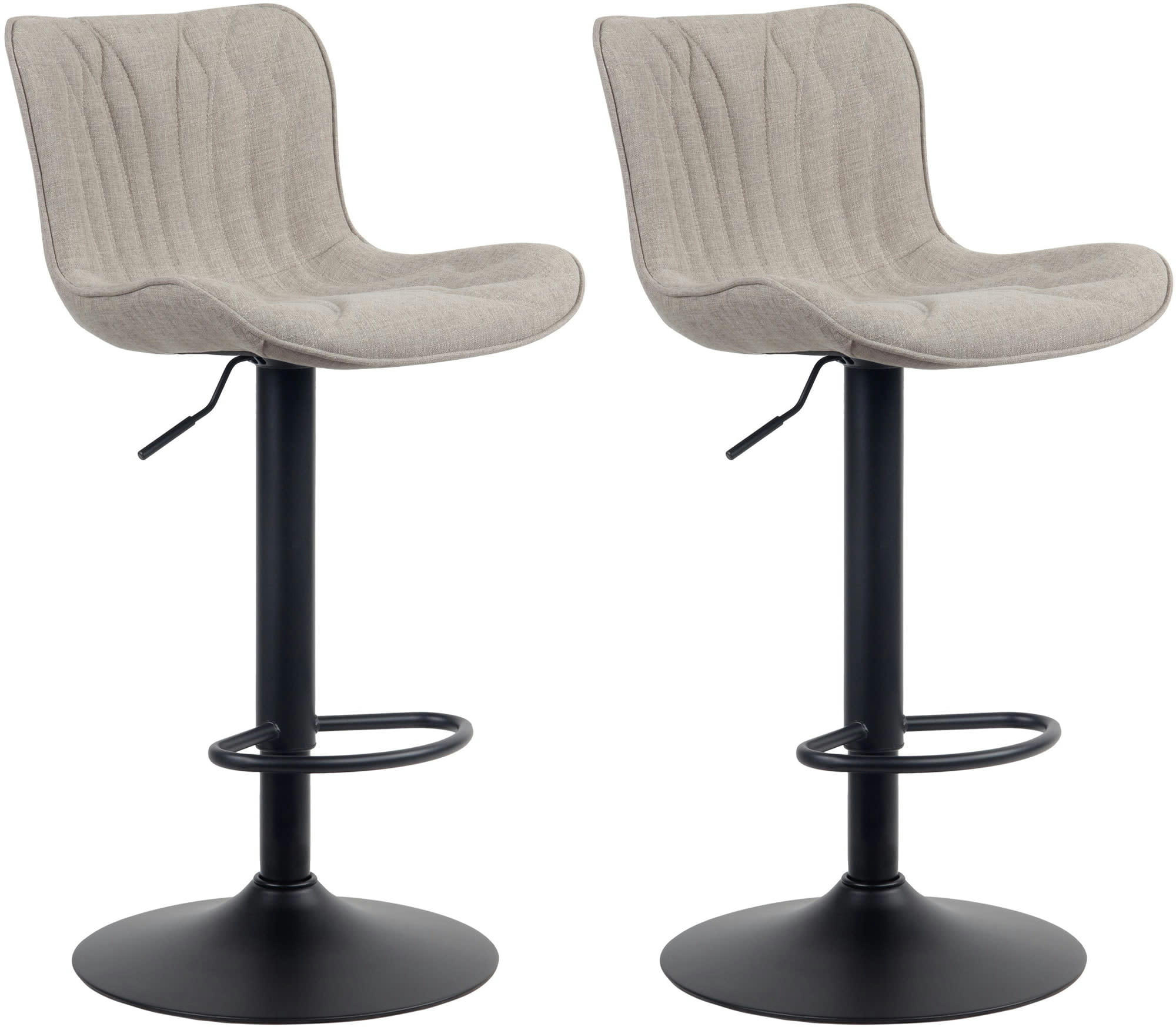 LINUS - Lot de 2 tabourets de bar ajustables en tissu Taupe