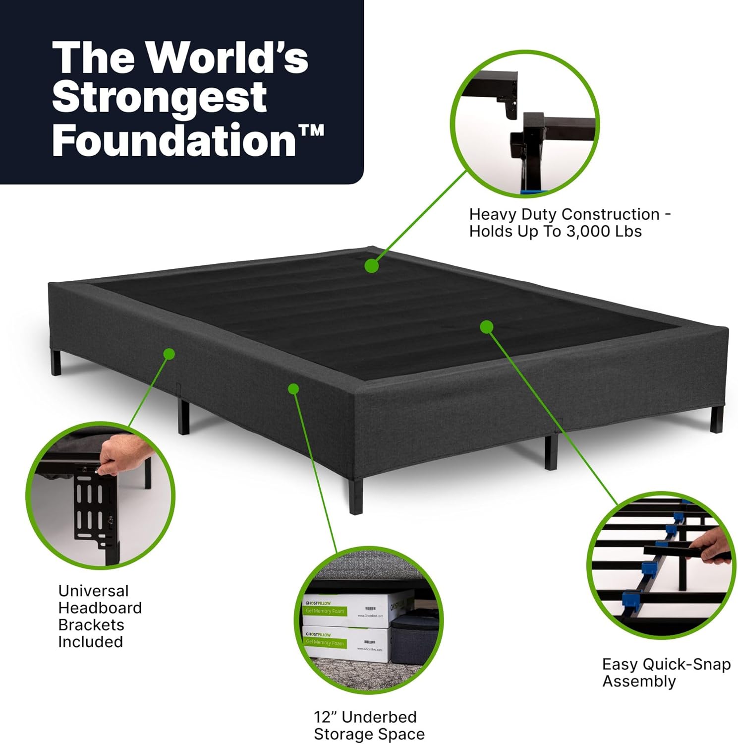 GhostBed Ultimate 11 Inch Memory Foam Mattress with Metal Platform Bed Frame Foundation with Slat Support Bundle - Firm Feel - CertiPUR-US Certified - Twin XL