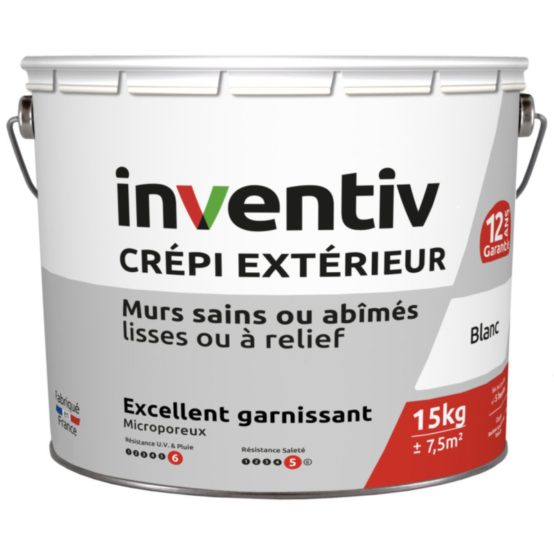 Crépi extérieur professionnel blanc 15 kg INVENTIV