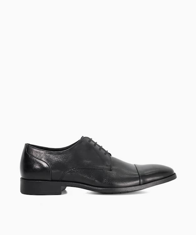 Suffix Black - Leather Wide Fit Toe Cap Lace Up Derby