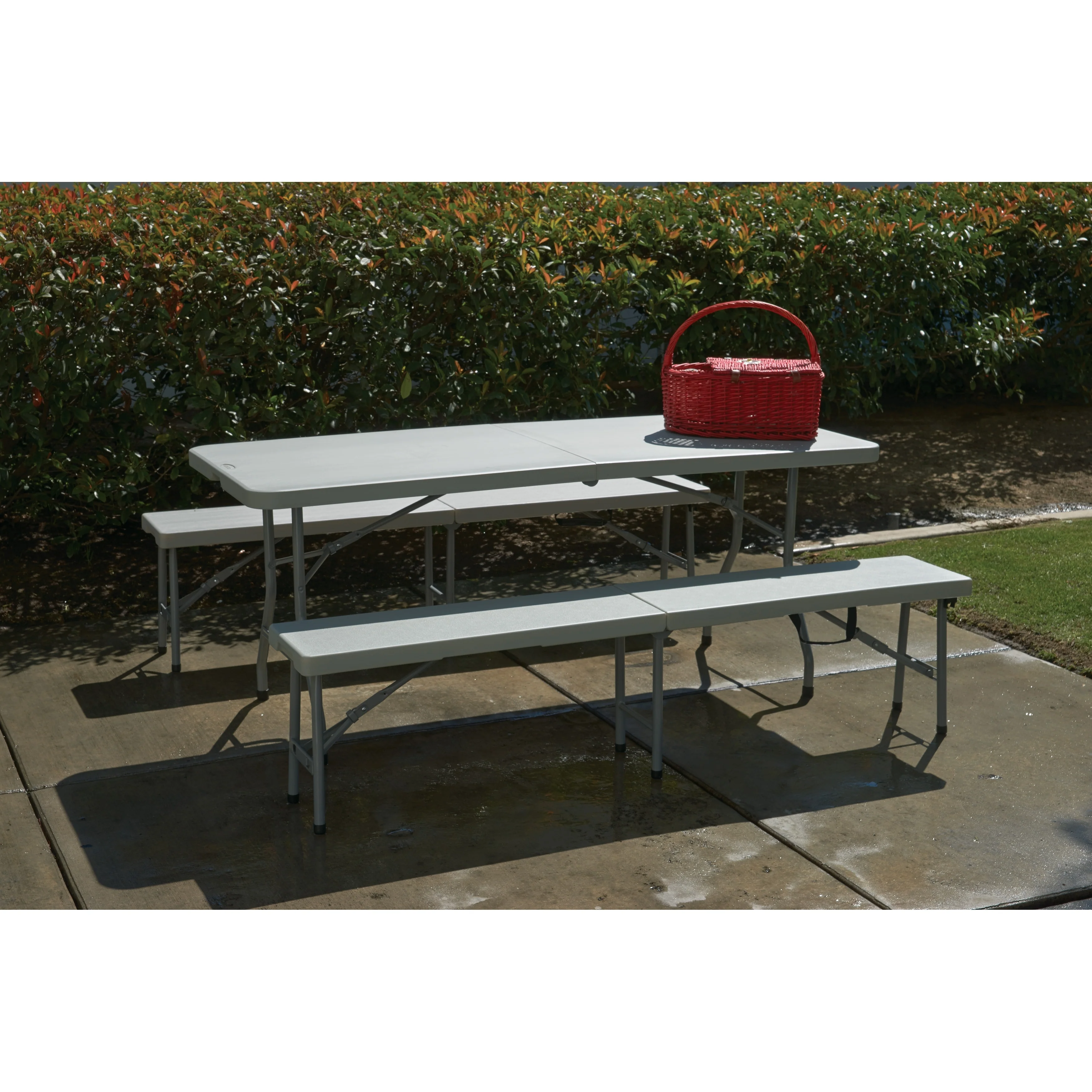 OS Home and Office Furniture Model 3 Piece Folding Table and Bench Set