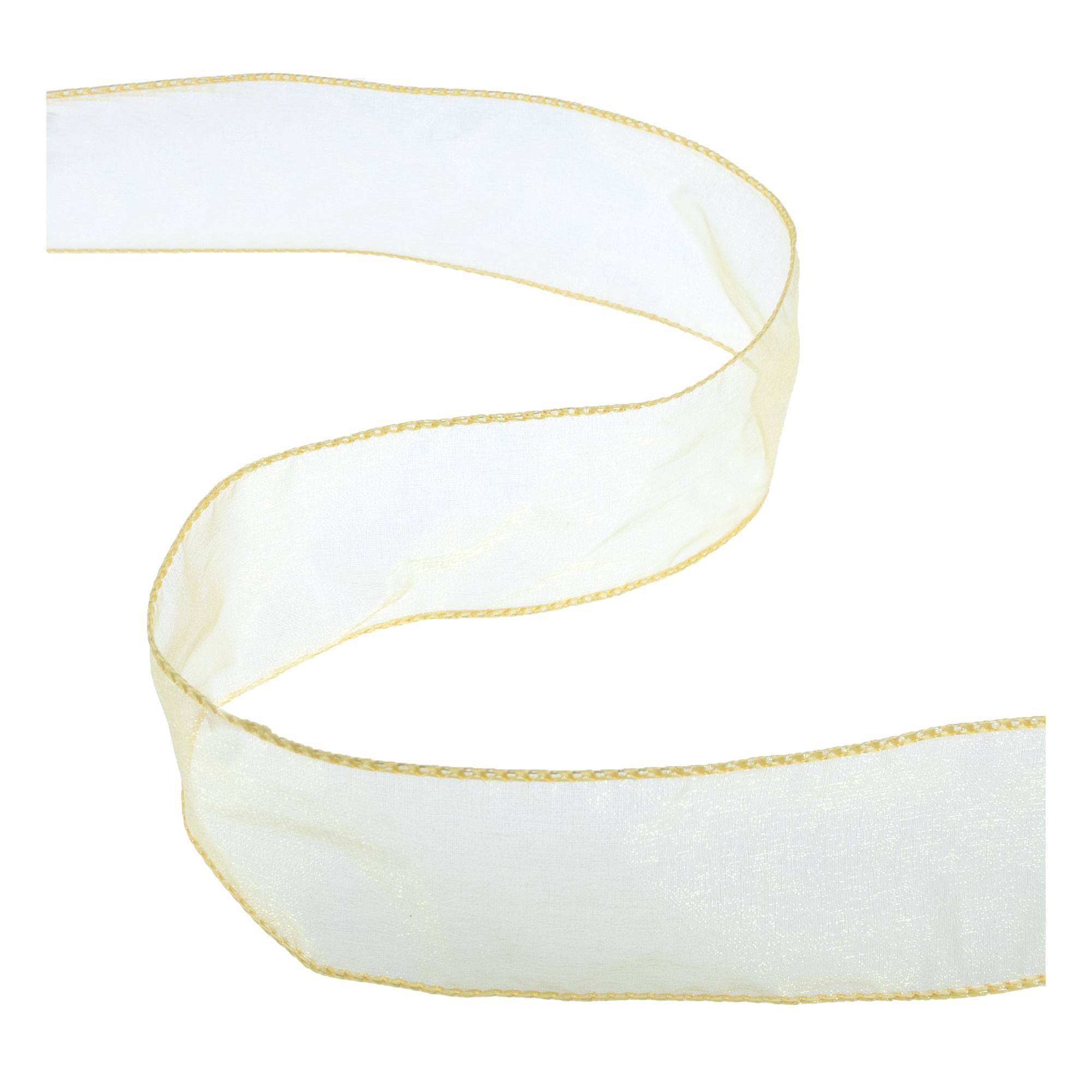 Light Gold Wire Edge Organza Ribbon 63mm x 3m