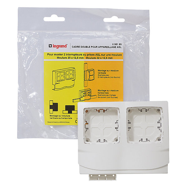 Cadre 2 postes pour appareillage Legrand 12,5 mm