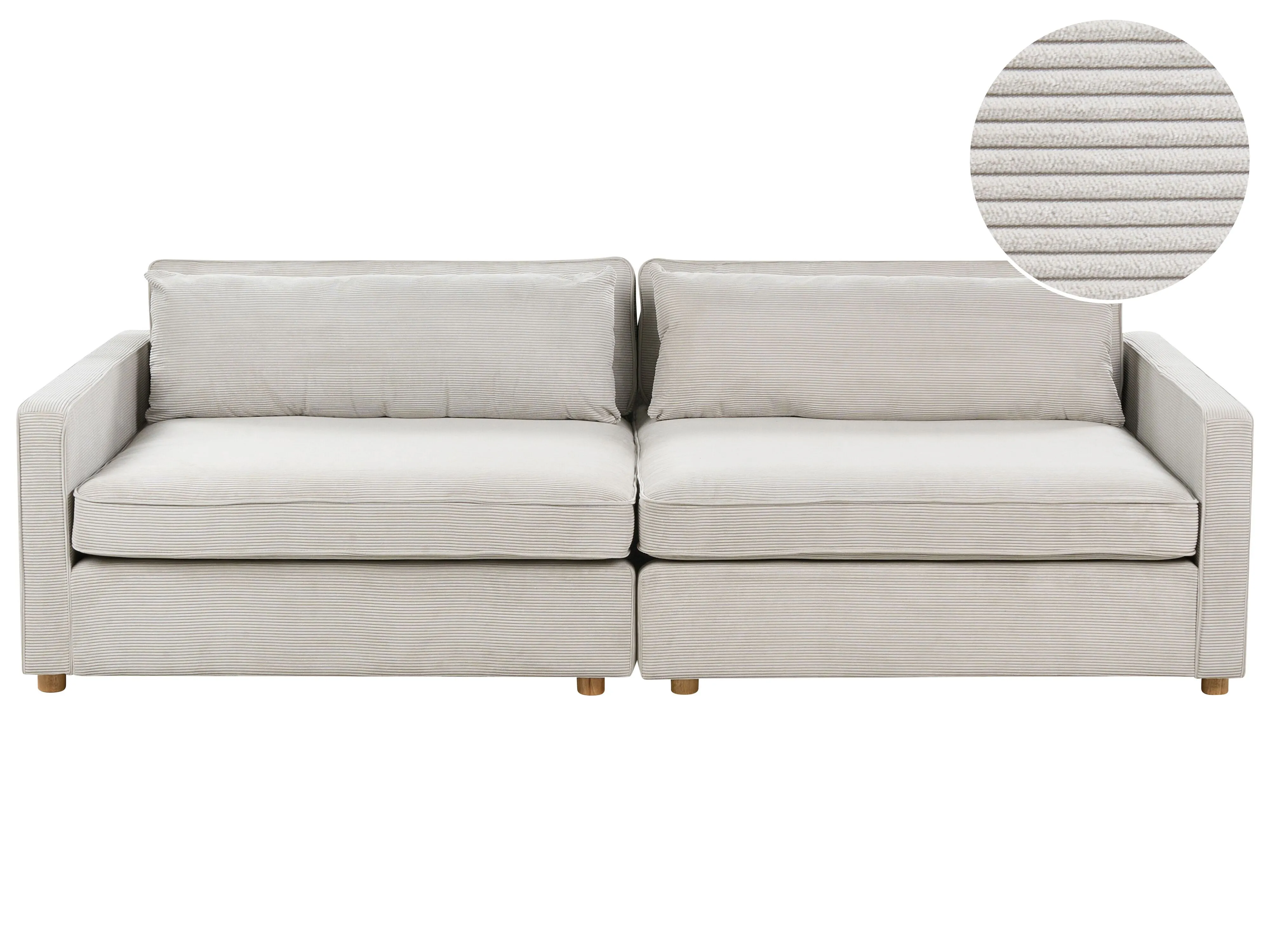 Sofa 3 Seater VINSTRA Corduroy Light Grey
