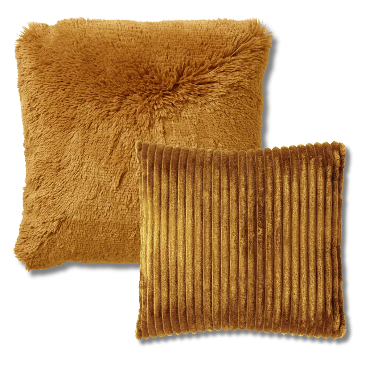 KUSSENSET - 2-delig - Cosy Layers - 60x60 cm, 45x45 cm - inclusief binnenkussens - geel