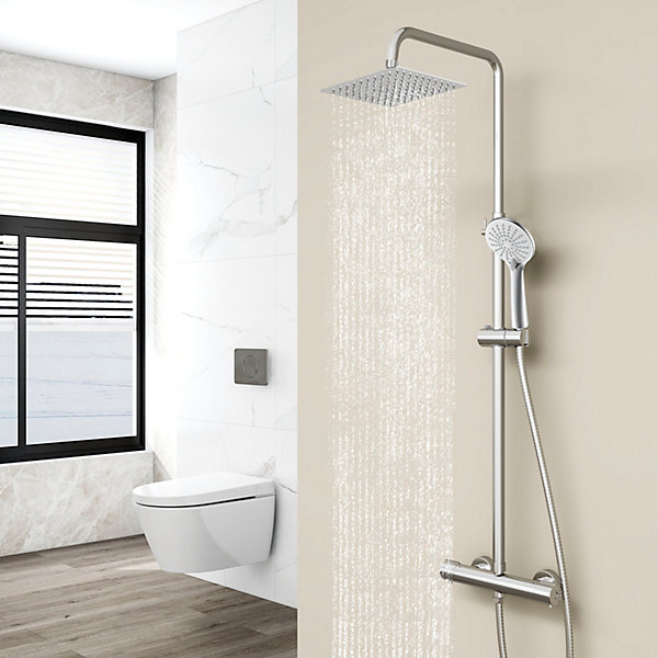AICA colonne de douche thermostatique en laiton, douche de tête carrée, 3 jets
