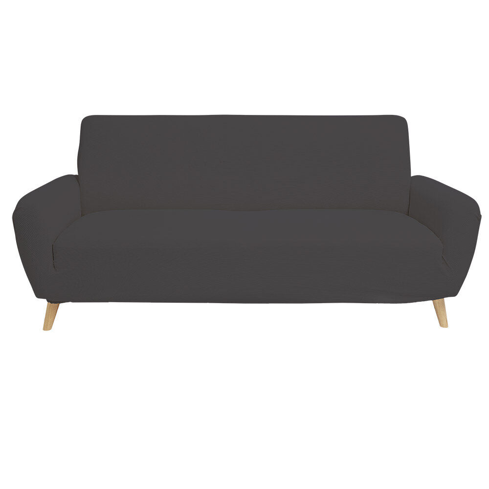 Protège canapé extensible 3 places L195-230cm velours côtelé gris foncé