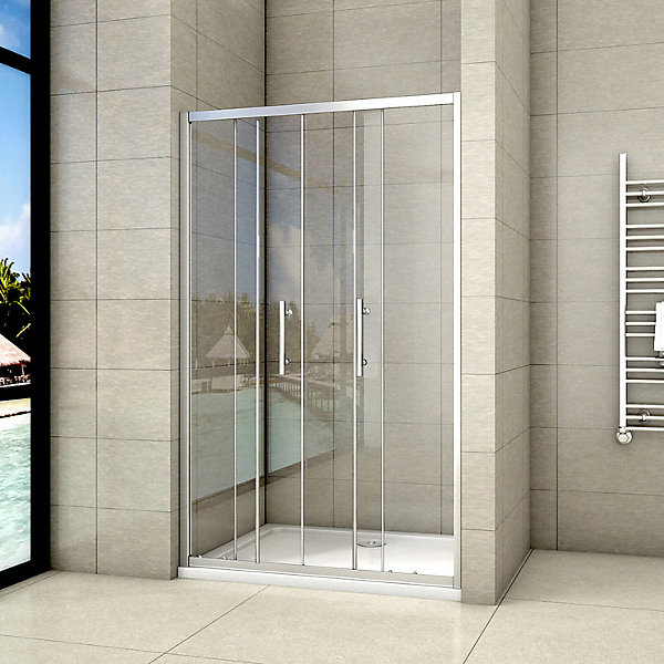Aica Porte De Douche Coulissante 120x190cm Transparente Chromé L'accès Au Centre