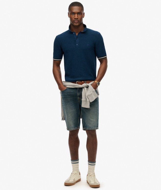 Knitted Texture Short Sleeve Polo Shirt