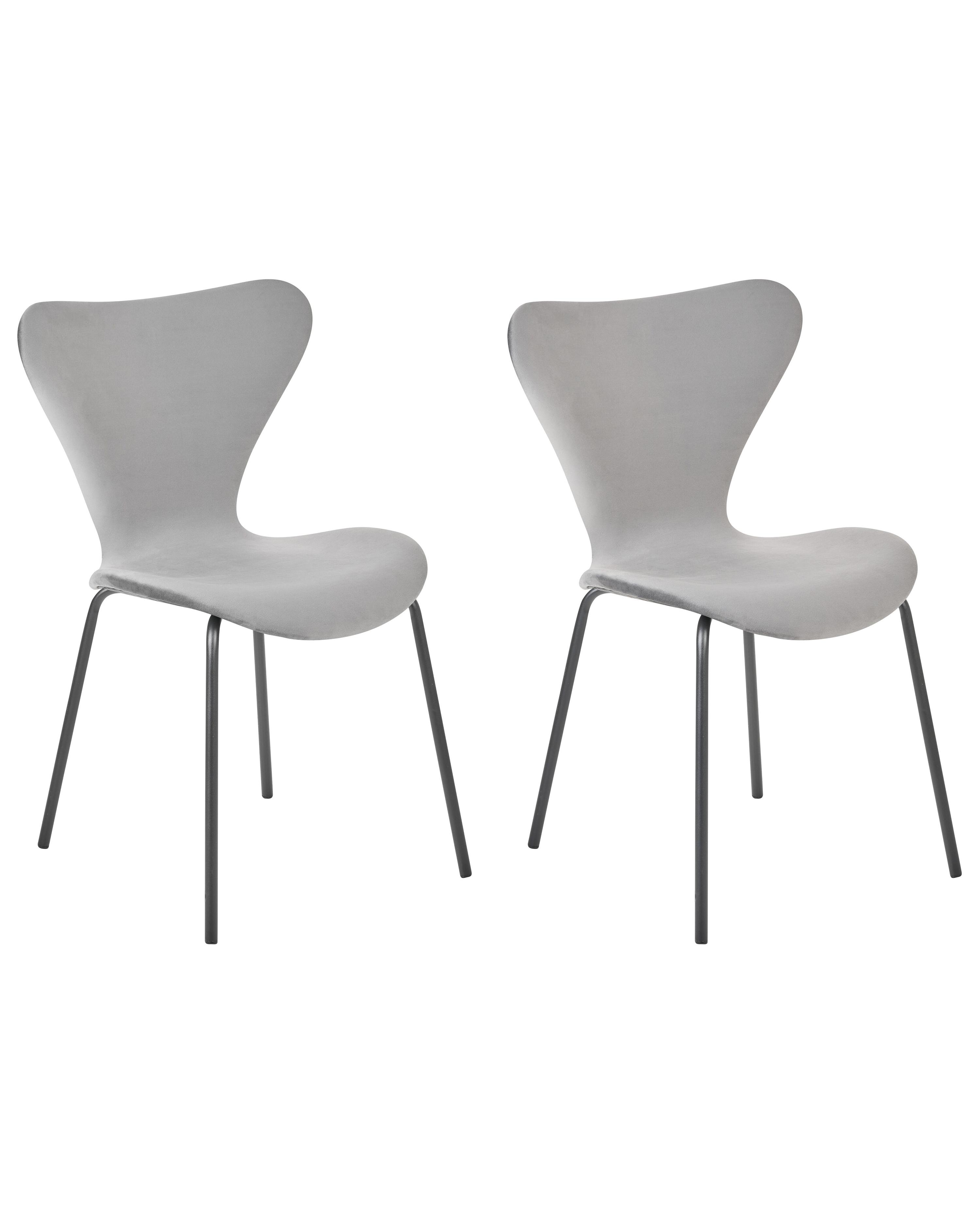 Set of 2 Dining Chairs BOONVILLE Velvet Light Grey