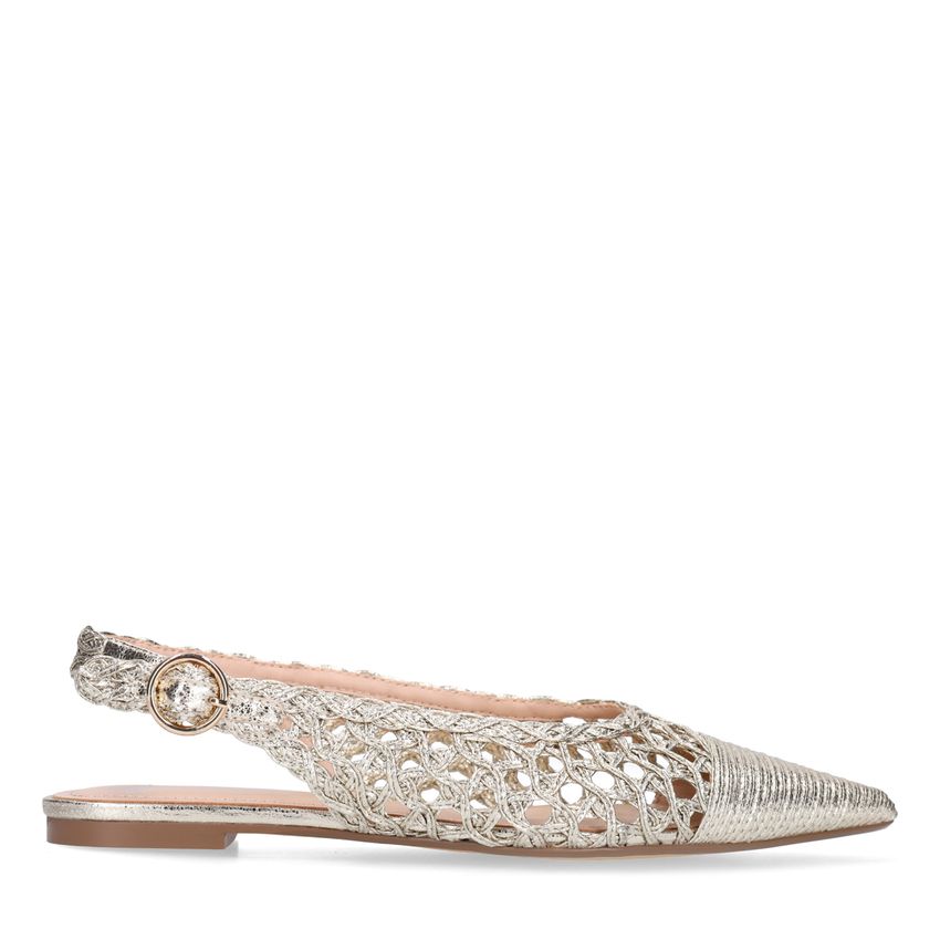 Manfield Gouden gevlochten slingbacks