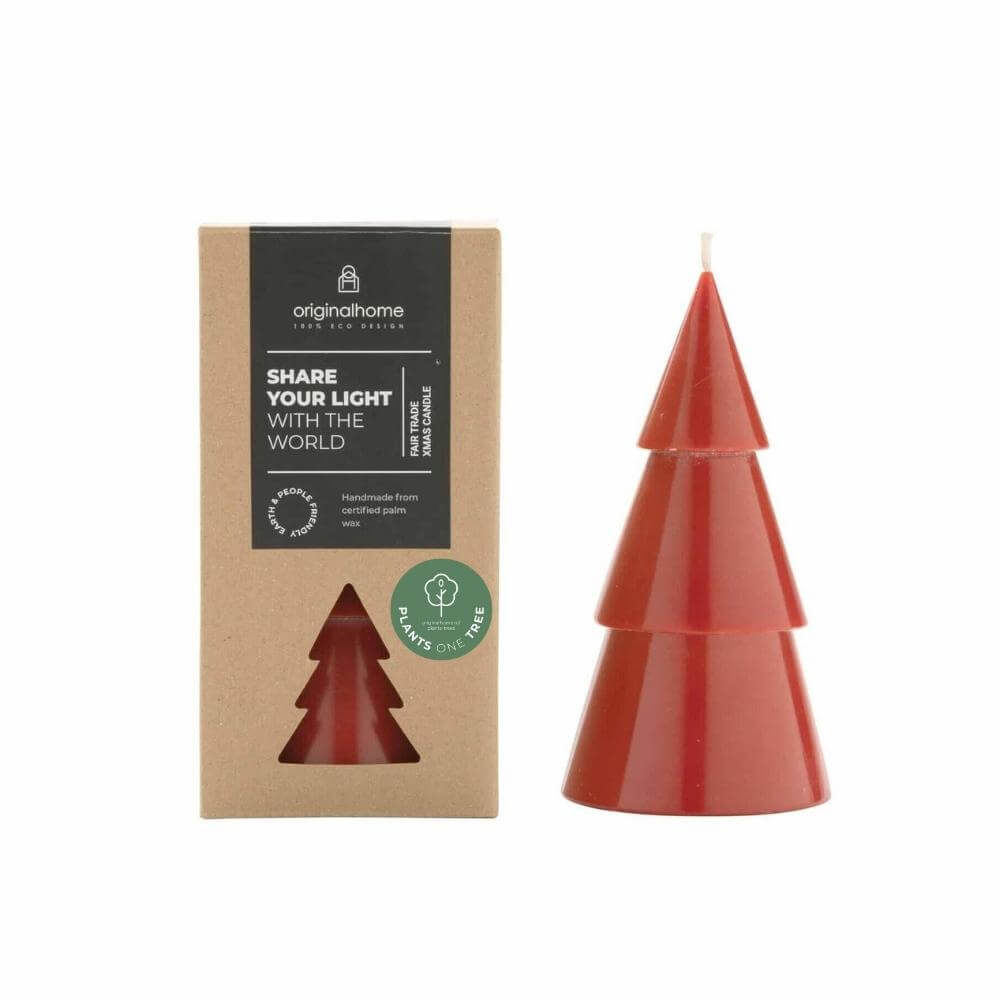 Originalhome dennenboom kaars - rood - L