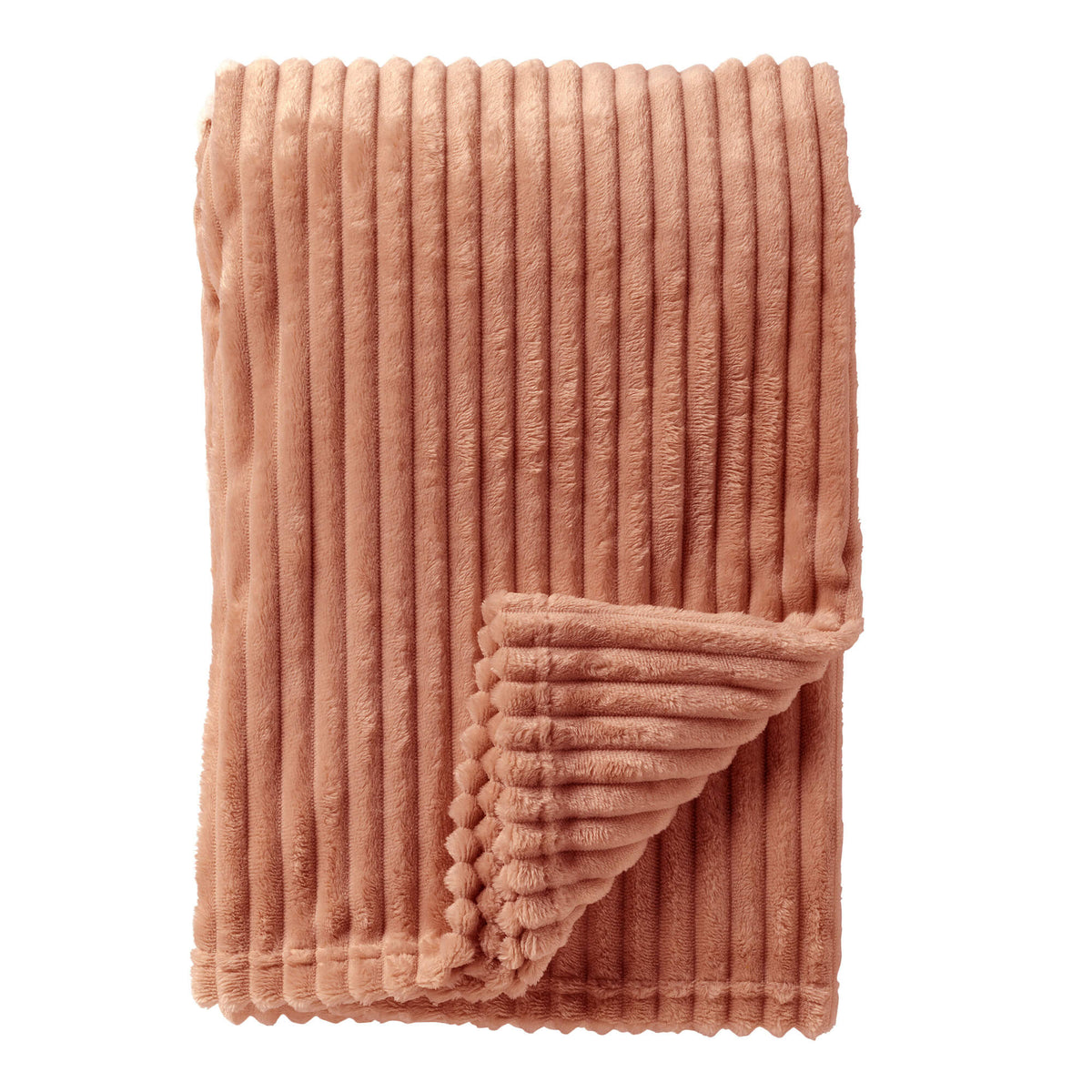 MARTHY - plaid 140x180 cm - ribfluweel - gerecycled - Muted Clay - roze