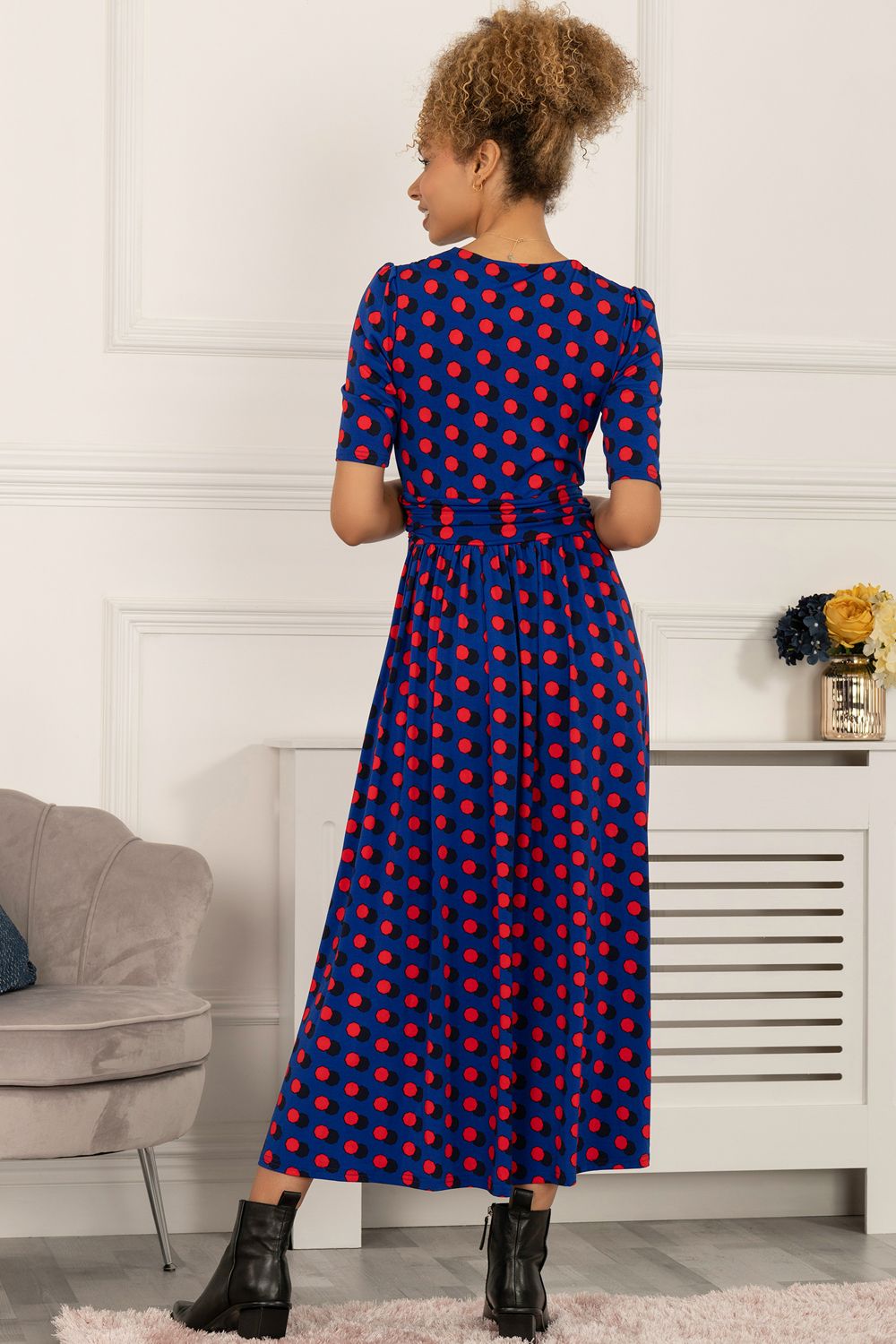 Jolie Moi Rayette Polka Dot Maxi Jersey Dress
