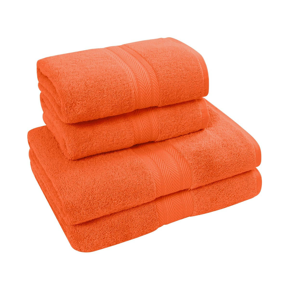 LUXURY - Ensemble de bain 4 pièces en coton Corail