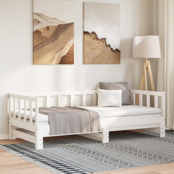 Łóżko rozsuwane białe 2x(90x200) cm lite drewno sosnowe
