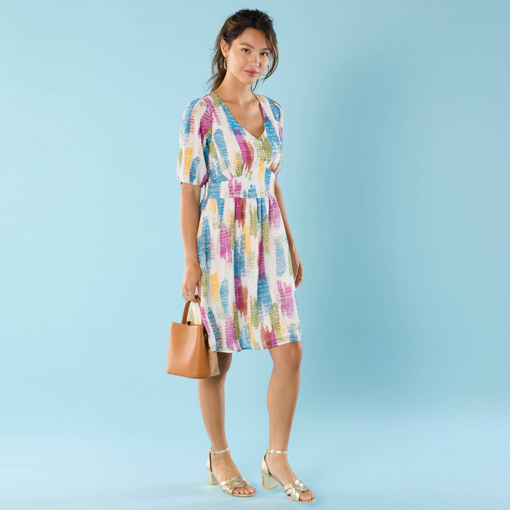Robe courte Spécial Petites, voile imprimé