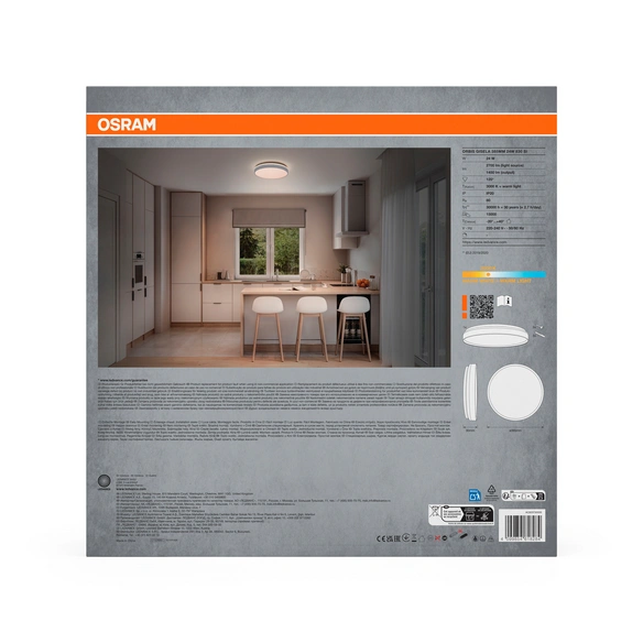 LED-Deckenleuchte, Ø 38,5 cm, silberfarben, warmweiß